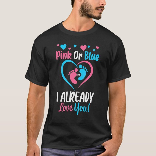 T-shirt Rose Ou Bleu Je T'Aime Déjà Baby shower Genre (Devant)