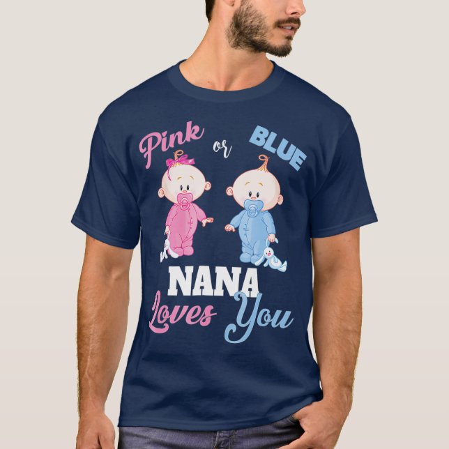 T-shirt Rose ou Bleu Nana aime You-Gender Reveal Shirt (Devant)