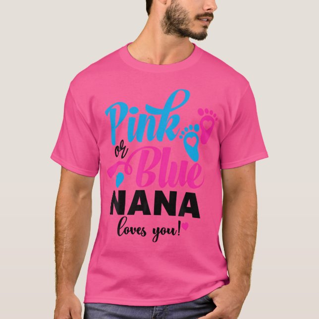 T-shirt Rose Ou Bleu Nana Vous Aime Genre Révéler Bébé Ann (Devant)
