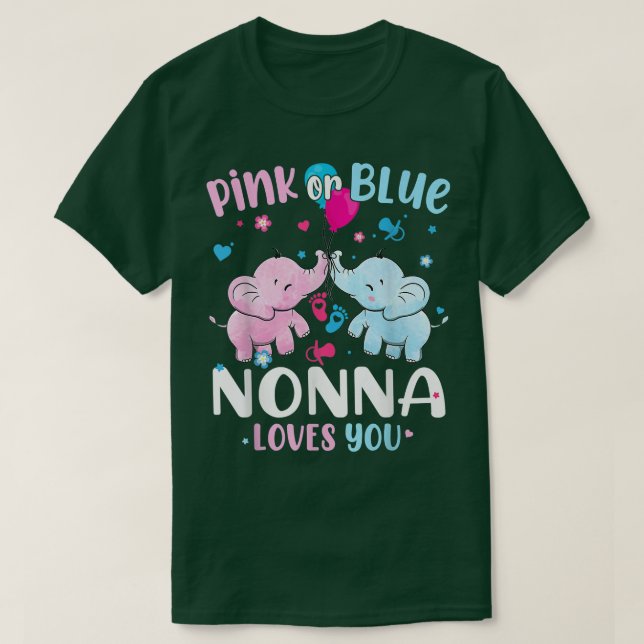 T-shirt Rose Ou Bleu Nonna Vous Aime Eléphants Bébé Genre (Design devant)