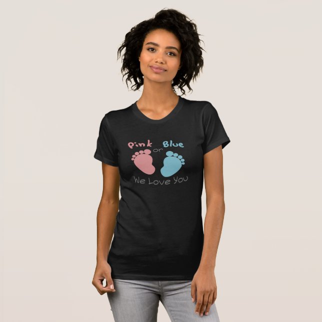 T-shirt Rose ou bleu nous vous aimons que le genre (Devant entier)