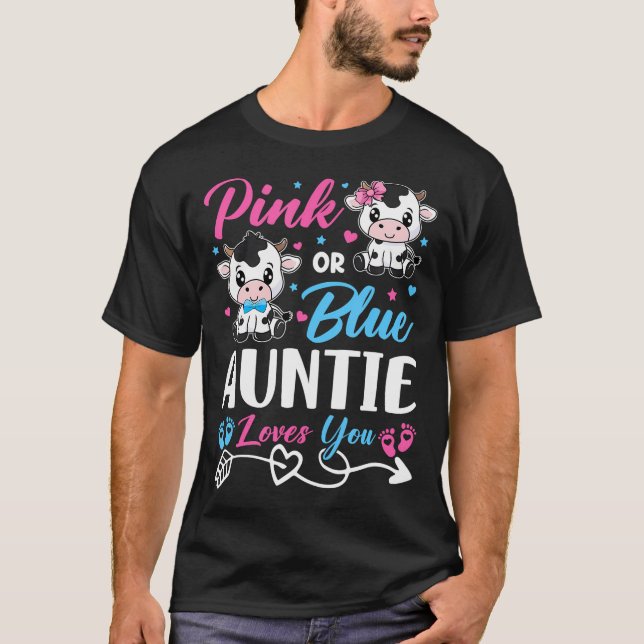 T-shirt Rose Ou Bleu Tante Aime Votre Vache Bébé Genre Rév (Devant)
