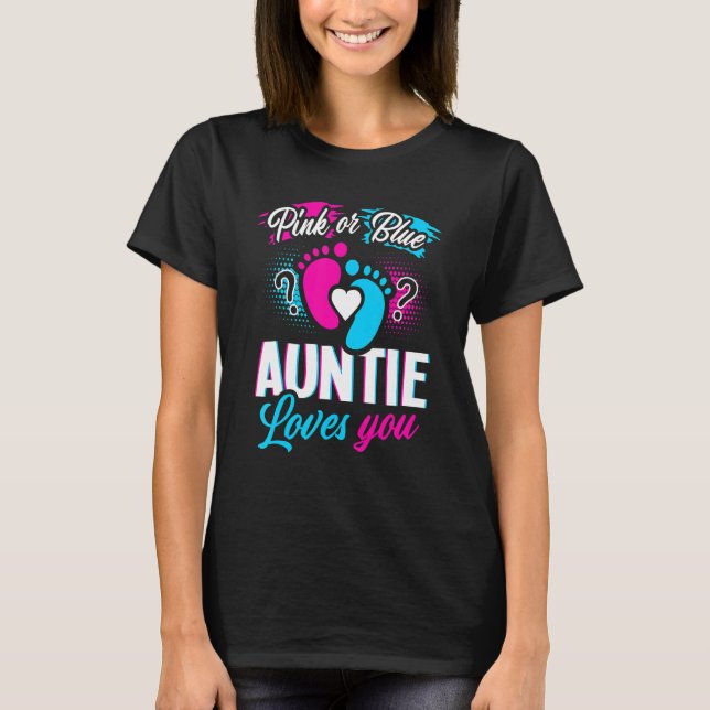 T-shirt Rose Ou Bleu Tante Vous Aime Genre Révéler Bébé P (Devant)