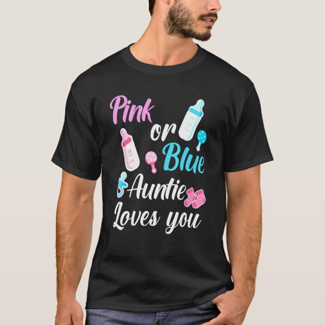 T-shirt Rose Ou Bleu Tante Vous Aime Genre Révéler Bébé P (Devant)