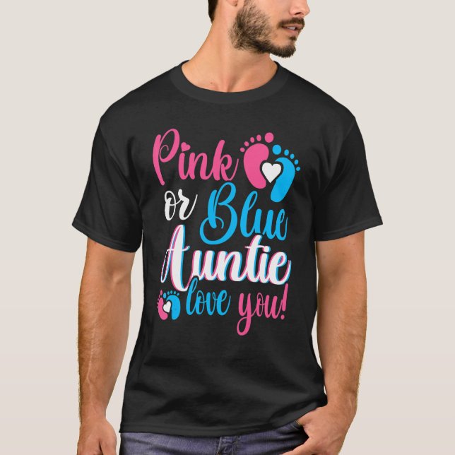 T-shirt Rose Ou Bleu Tante Vous Aime Genre Révéler Bébé P (Devant)