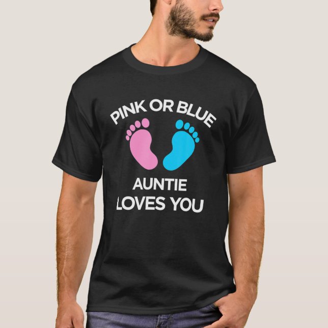 T-shirt Rose Ou Bleu Tante Vous Aime Genre Révéler Tante A (Devant)