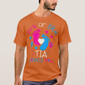 T-shirt Rose Ou Bleu Tia Vous Aime Bébé Genre Révélation