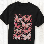 T-shirt rose pâle à l'aquarelle papillon<br><div class="desc">Peinture de papillon corail rose et blanc aquarelle. Art original de Nic Squirrell.</div>