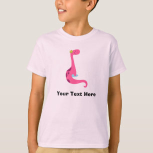 T-shirt rose personnalisé de dinosaure