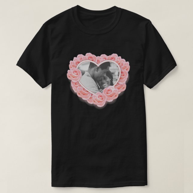 T-shirt Rose photo personnalisé Coeur Saint Valentin T-shi (Design devant)
