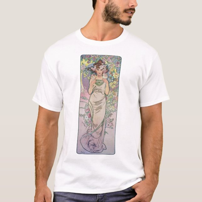 T-shirt Rose (Quatre Fleurs), Alphonse Mucha (Devant)