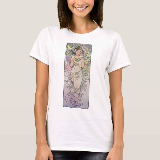 T-shirt Rose (Quatre Fleurs), Alphonse Mucha (Devant)