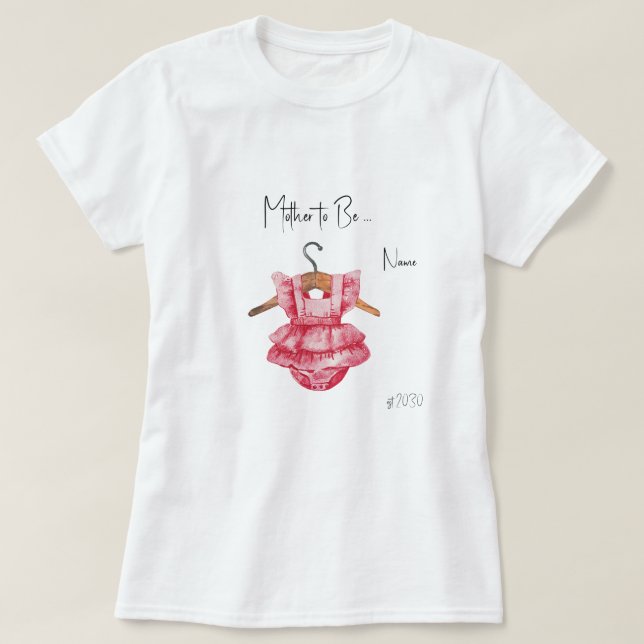 T-shirt Rose Robe Fille Future Maman Baby Shower  (Design devant)