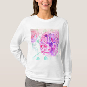 T-shirt Rose rose Aquarelle fleurs florales Rose T Chemise
