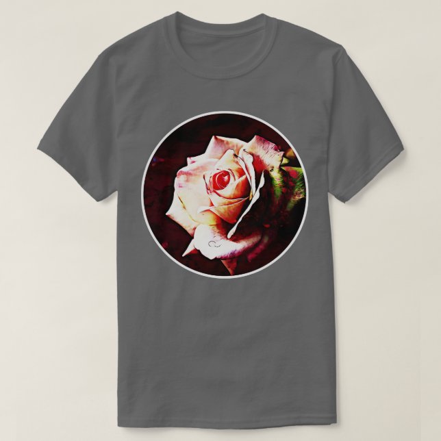 T-shirt Rose rose aquarelle peinture 1 (Design devant)