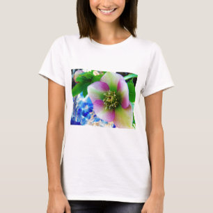 T-shirt Rose rose carême bleu boule de verre