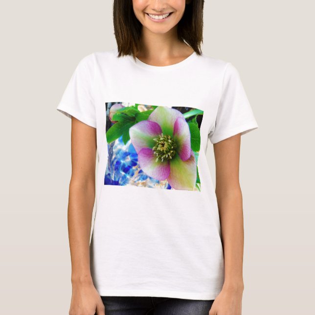 T-shirt Rose rose carême bleu boule de verre (Devant)