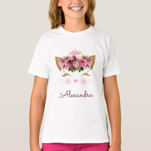 T-shirt Rose Rose Gold Kitty Monogramme Anniversaire