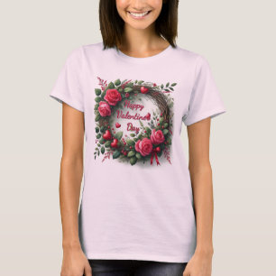 T-shirt Rose rose Saint-Valentin cœur rouge