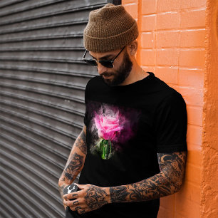 T-shirt Rose roseau aquarelle sur fond noir