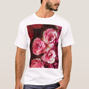 T-shirt Rose, roses rouges : arrière - plan de tissu.