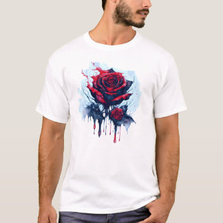 T-shirt Rose rouge Abstraite avec séchoirs sanglants