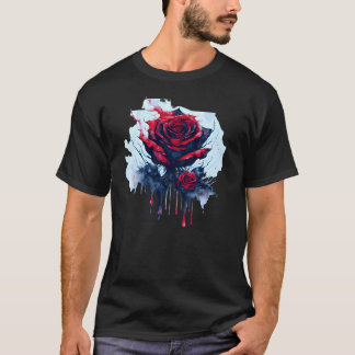 T-shirt Rose rouge Abstraite avec séchoirs sanglants