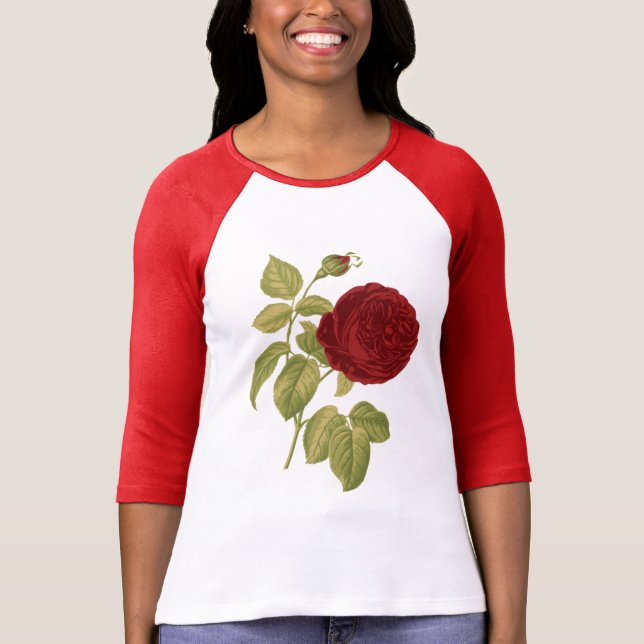 T-shirt Rose rouge antique (Devant)