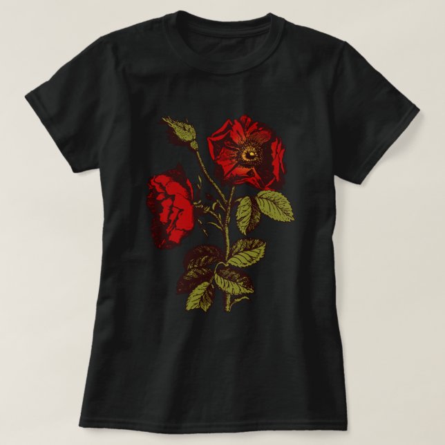 T-shirt Rose rouge antique (Design devant)