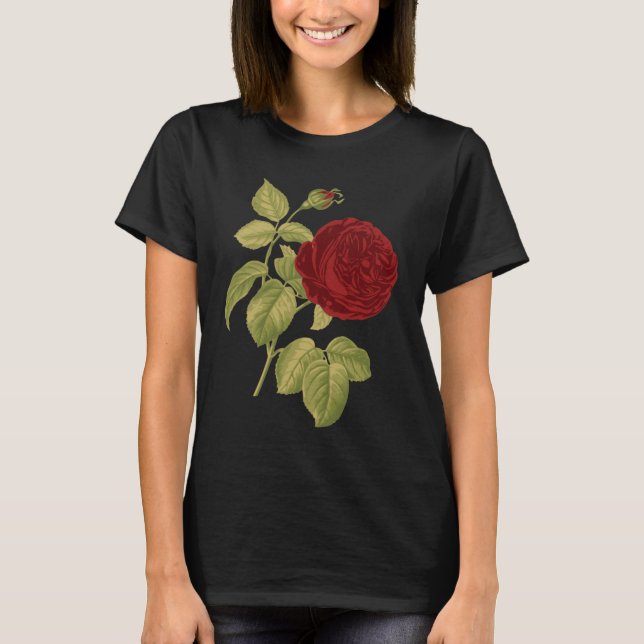 T-shirt Rose rouge antique (Devant)