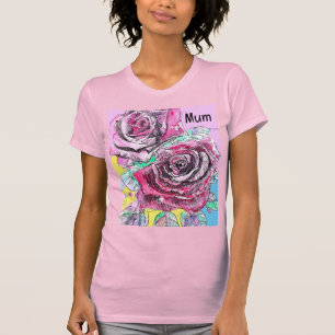 T-shirt Rose rouge Aquarelle couleur couleur rose chaud Ar