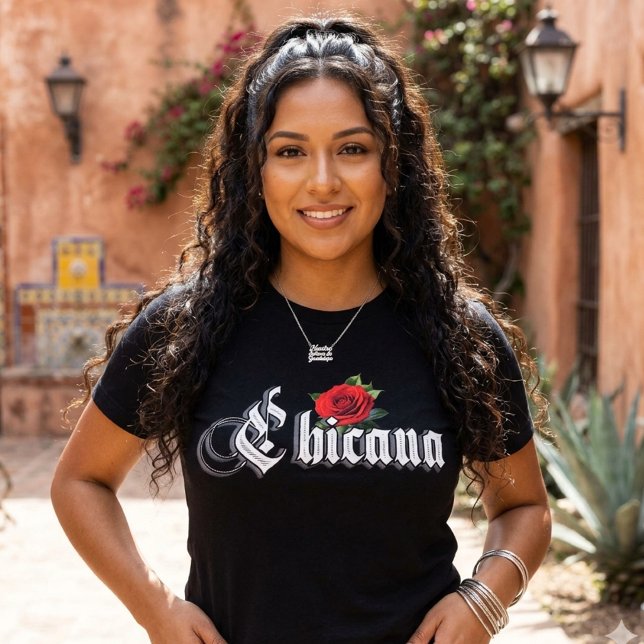 T-shirt Rose Rouge Chicana (Chicana Red Rose T-Shirt)