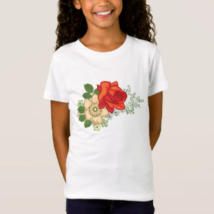 T-Shirt Rose Rouge et Pâquerettes