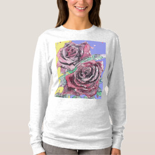 T-shirt Rose rouge Fleurs d'aquarelle Floral Rose peinture