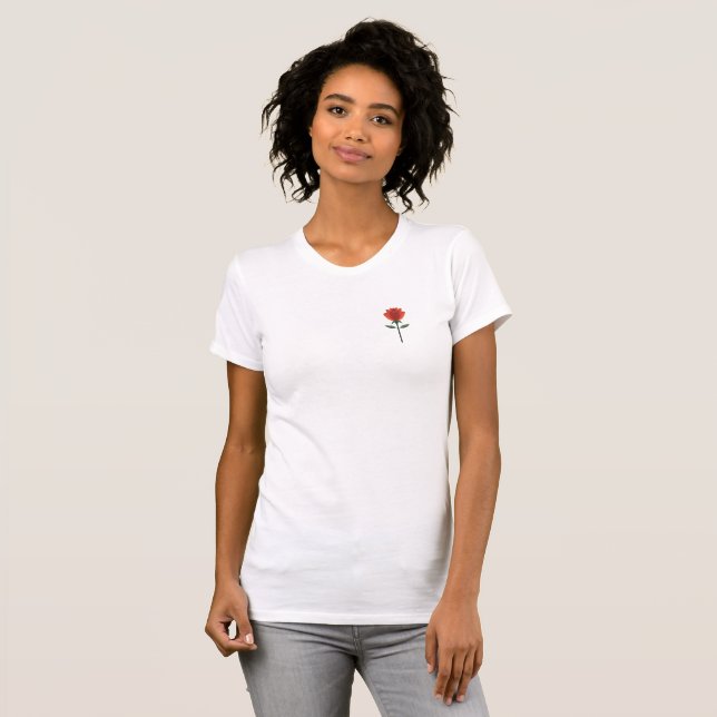 T-shirt Rose rouge intemporelle (Devant entier)