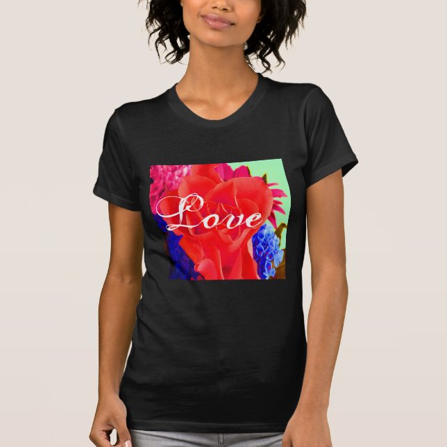 T-shirt Rose rouge magnifique (Devant)