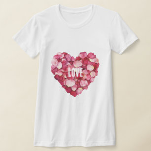 T-shirt Rose rouge pétales Floral Amour