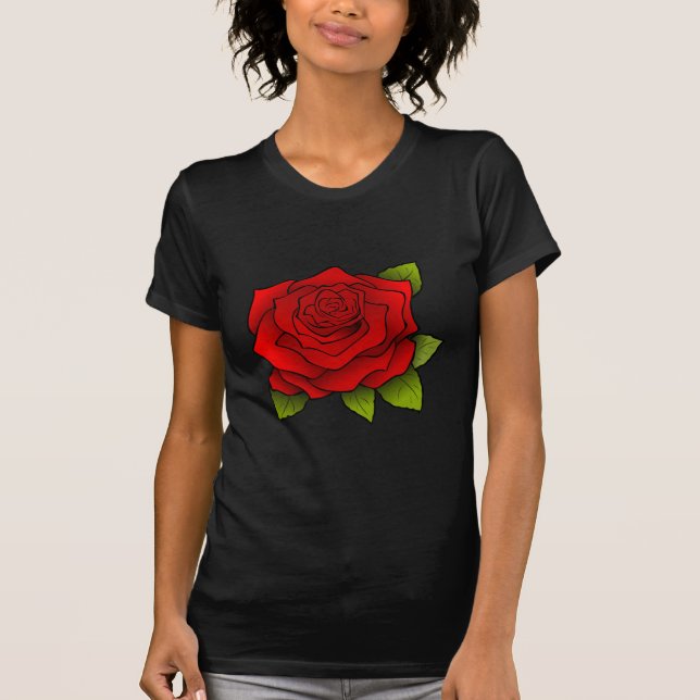 T-shirt Rose Rouge Simple (Devant)