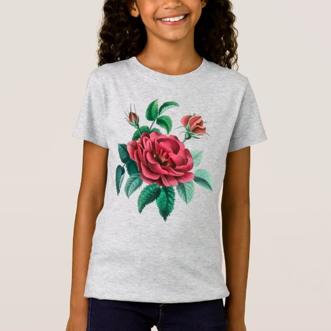 T-Shirt Rose rouge vintage (Devant)
