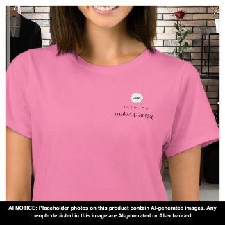 T-shirt Rose Simple Employée Nom Votre Logo Maquilleuse