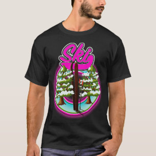 T-shirt rose ski vintage