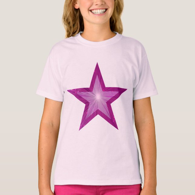 T-shirt rose Star fille rose (Devant)