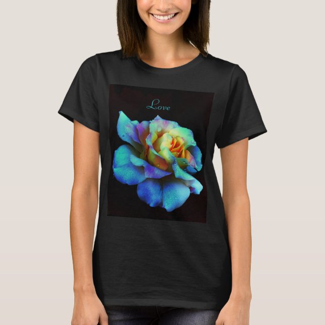 T-shirt Rose teint Cravate turquoise (Devant)