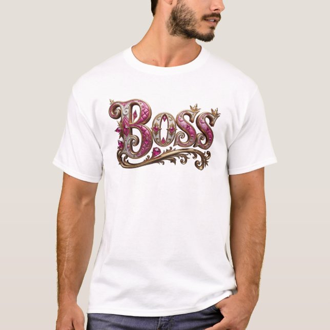 T-shirt Rose Tendance BOSS Expression Artistique (Devant)
