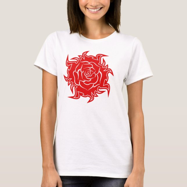 T-shirt Rose tribal en Débardeur rouge et blanc (Devant)