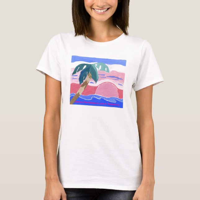 T-shirt rose tropical de lever de soleil (Devant)