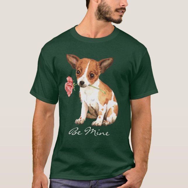 T-shirt Rose Valentin Chihuahua (Devant)