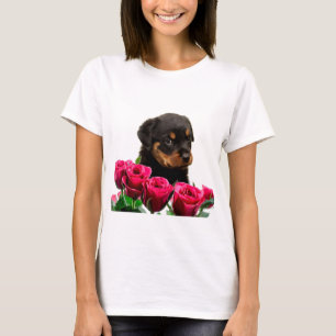 T-shirt Rose Valentin Rottweiler Puppy