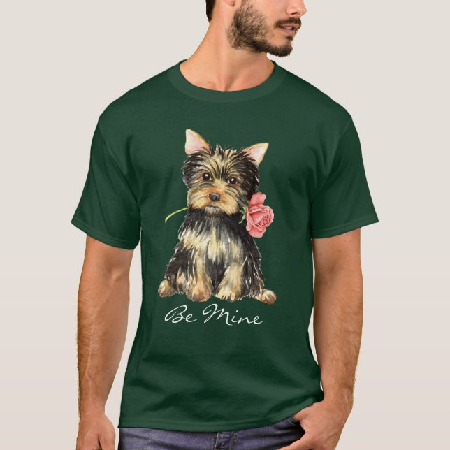 T-shirt Rose Valentine Yorkie (Devant)