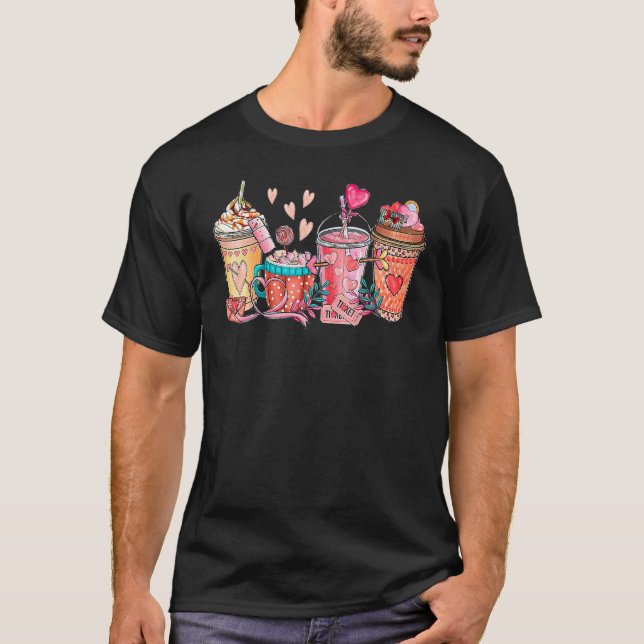T-shirt Rose Valentine's Drink Hot Coca Heart Happy Valent (Devant)